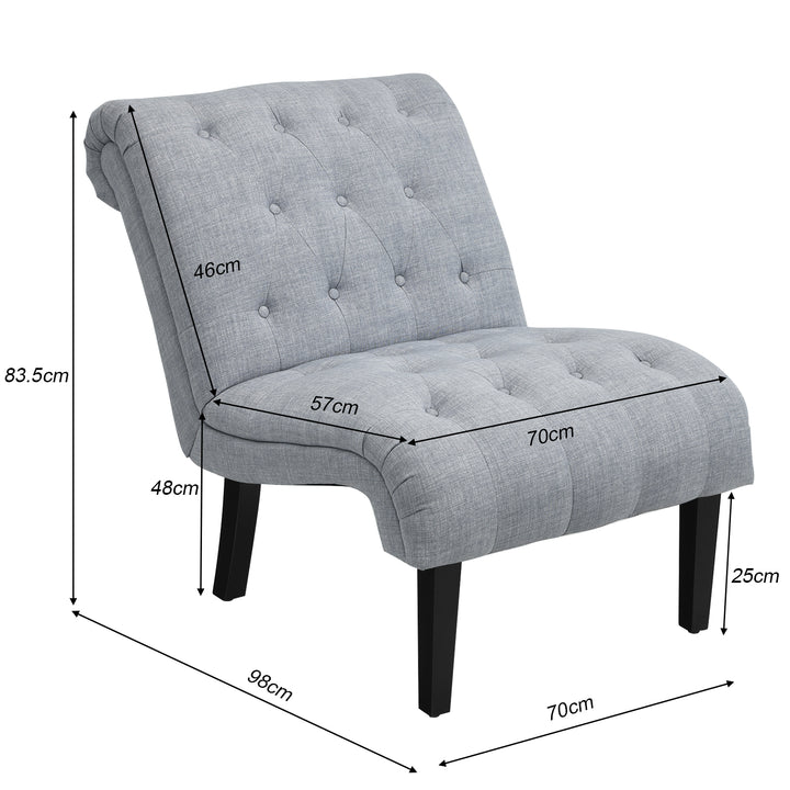 Modern Upholstered Accent Chair with Button Tufted Fabric-Light Grey