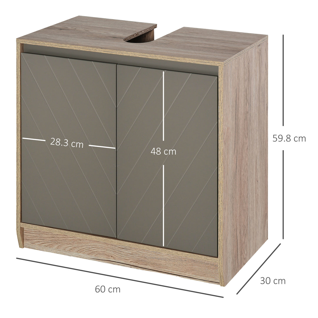 Under Sink Storage Cabinet Floor Standing Cupboard w/ Adjustable Shelf Bathroom Cabinet 2 Doors Versatile Style Grey