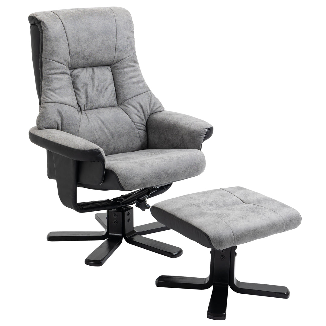 Fabric Recliner Sofa Armchair with footstool Swivel Sofa, Grey