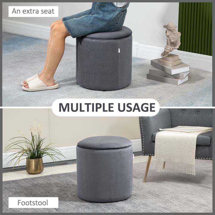 Modern Storage Ottoman with Removable Lid, Fabric Storage Stool, Foot Stool, Dressing Table Stool, Set of 2, Grey