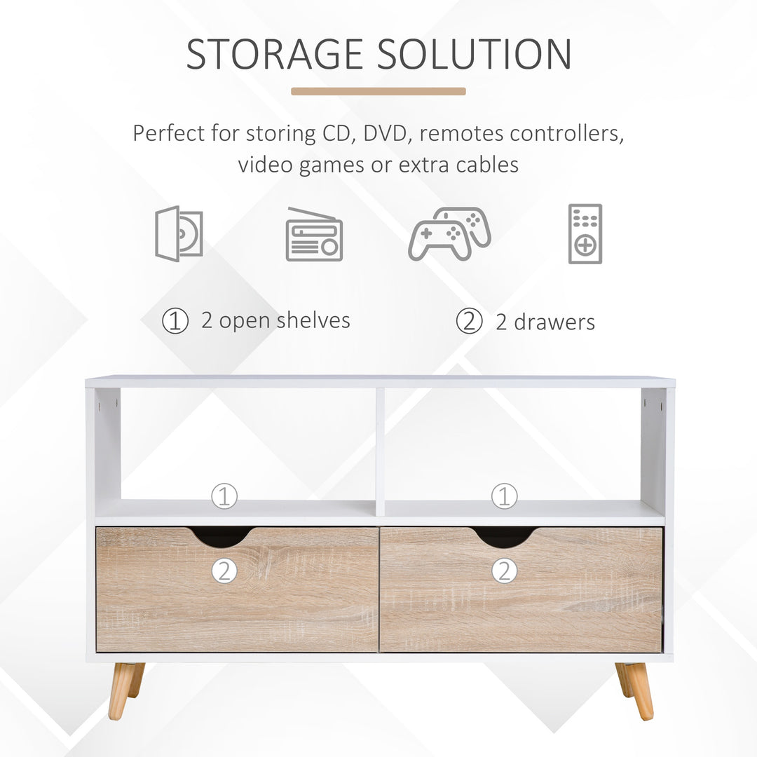 HOMCOM Particle Board TV Media Unit White/Oak