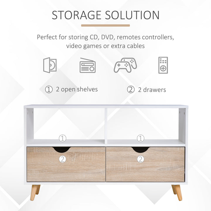 HOMCOM Particle Board TV Media Unit White/Oak
