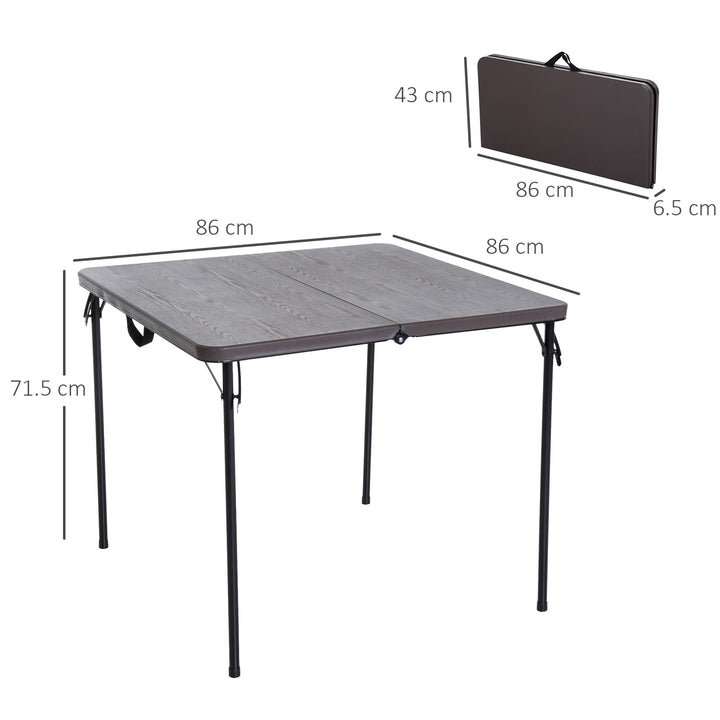 Folding Camping Table for Outdoor Events Garden Camping BBQ Party, 86Lx86Wx71.5H cm-Black/Brown