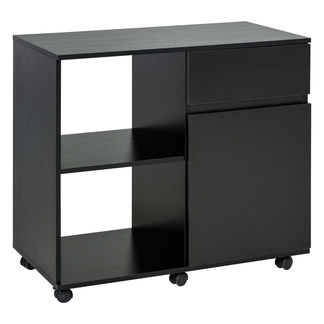 Filing Cabinet/Printer Stand with Open Storage Shelves, for Home or Office Use, Including an Easy Drawer, Black