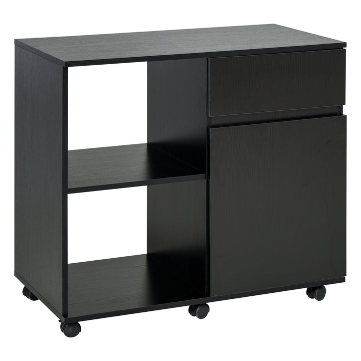 Filing Cabinet/Printer Stand with Open Storage Shelves, for Home or Office Use, Including an Easy Drawer, Black