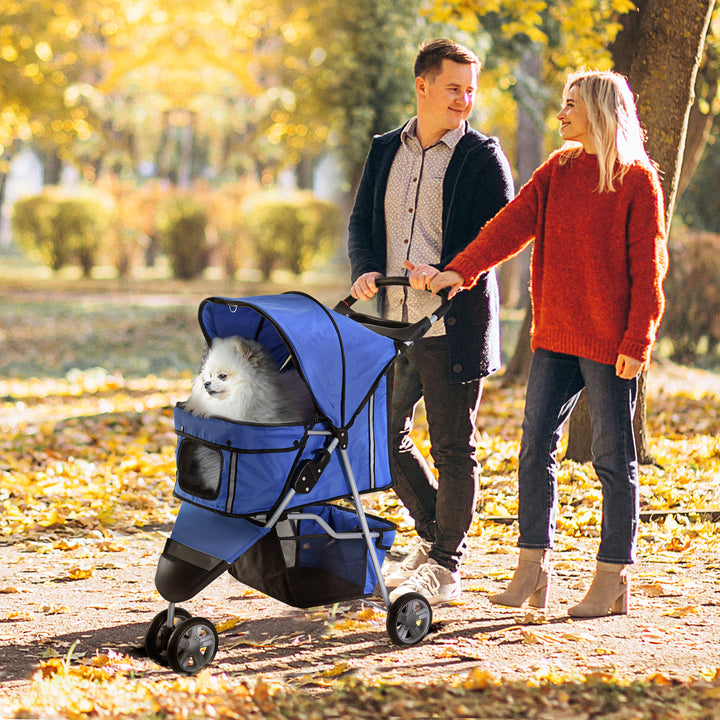 PawHut Dog Pram Pet Travel Stroller Dog Pushchair W/Three Wheels-Blue