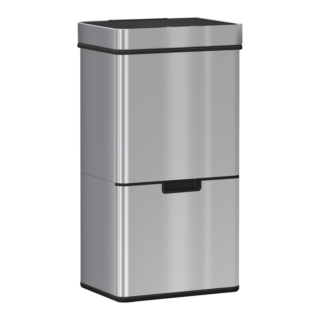 72L Recycling Sensor Bin, Stainless Steel 3 Compartments for Both Wet or Dry Waste with Removable Lid Kitchen Home