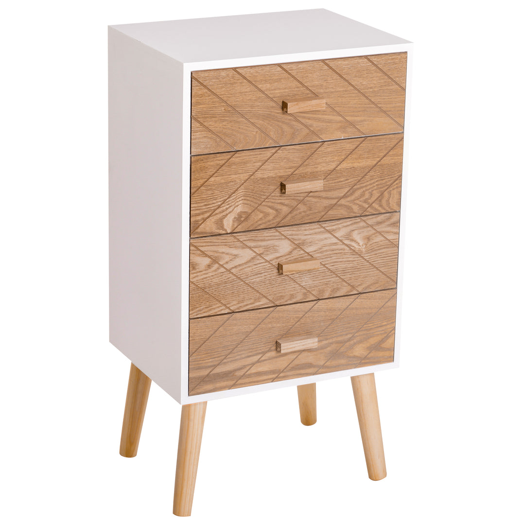 4 Drawers Bedside Cabinet Wooden Table Storage Chest Organiser Night Stand Scandinavian Nordic Style Home Furniture