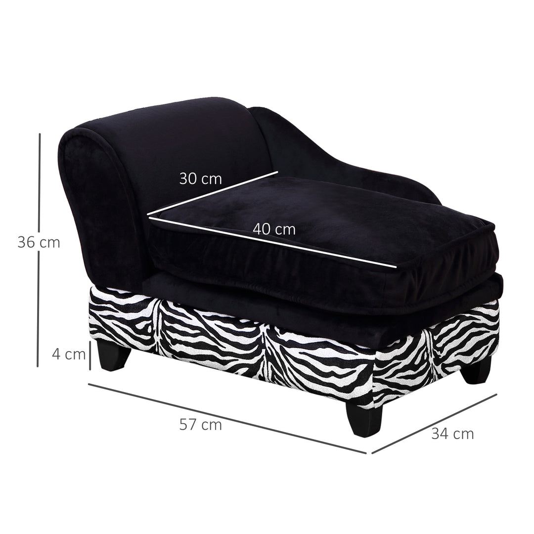 Dog Sofa Bed for XS-Sized Dogs, Pet Chair with Hidden Under Seat Storage, Cat Sofa Lounge with Removable Soft Cushion, Thick Sponge, Wooden Frame
