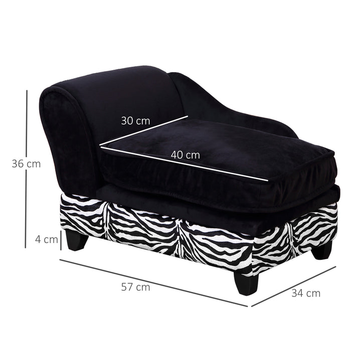 Dog Sofa Bed for XS-Sized Dogs, Pet Chair with Hidden Under Seat Storage, Cat Sofa Lounge with Removable Soft Cushion, Thick Sponge, Wooden Frame