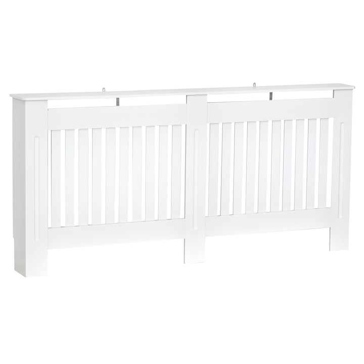 Slatted Radiator Cover Painted Cabinet MDF Lined Grill in White 172L x 19W x 81H cm