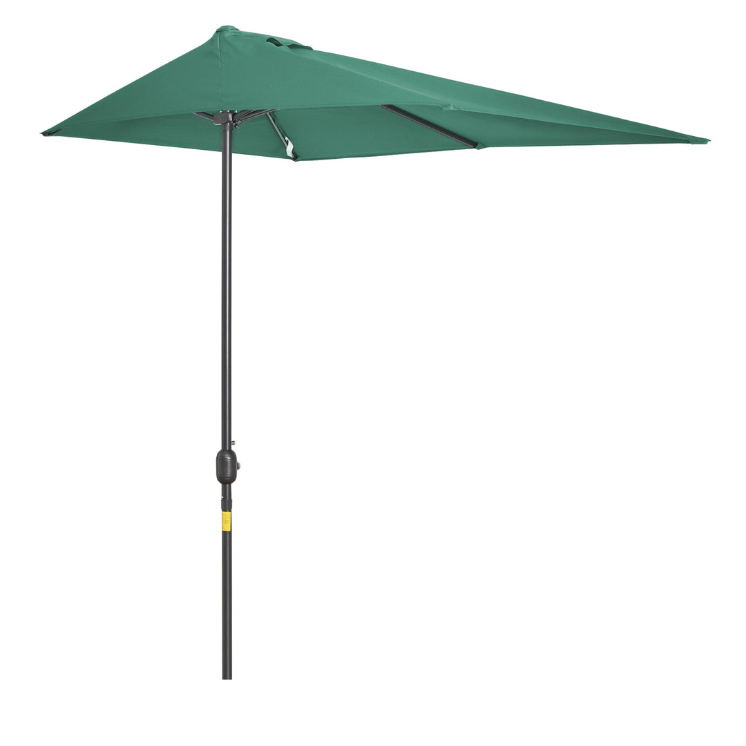 Outsunny Half Parasols Balcony Semi Round Umbrella Patio Crank Handle (2.3m, Green)- NO BASE INCLUDED