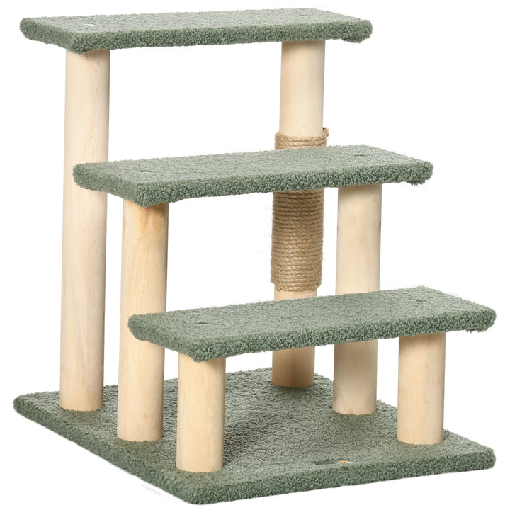 48cm Cat Tree, 3-Layer Kitty Ladder, Cat Climbing Toy, Cat Tower with Ball Toy Jute Scratching Post, Green