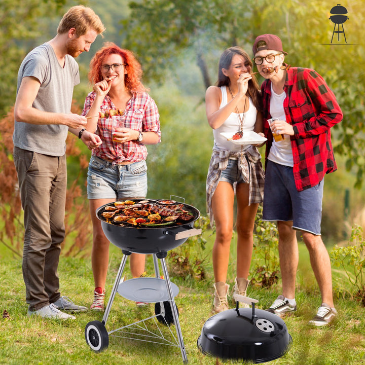 BBQ Grill Charcoal Grill Portable Charcoal BBQ Round Kettle Grill Outdoor Heat Control Party Patio Barbecue