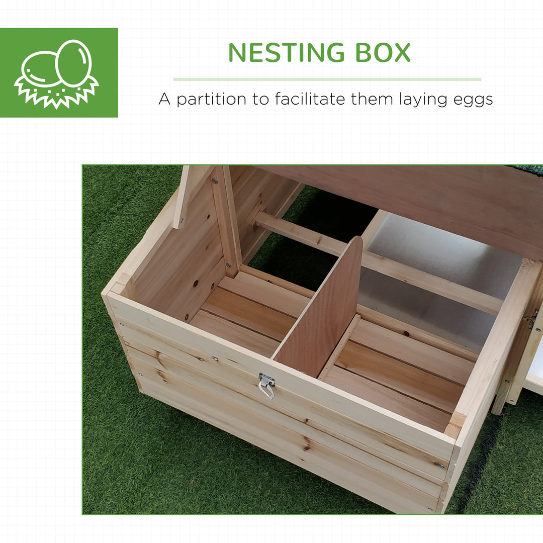 PawHut Chicken Coop Hen House Rabbit Hutch Poultry Cage Pen Outdoor Backyard with Nesting Box Run 196 x 76 x 97cm Natural