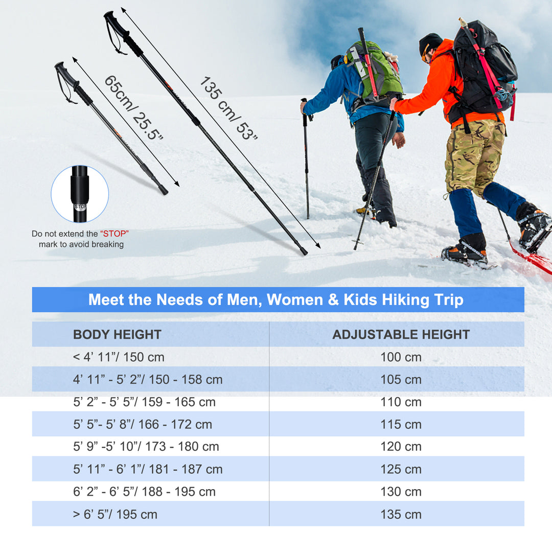 Telescopic Trekking Poles with Quick Lock System for Backpacking