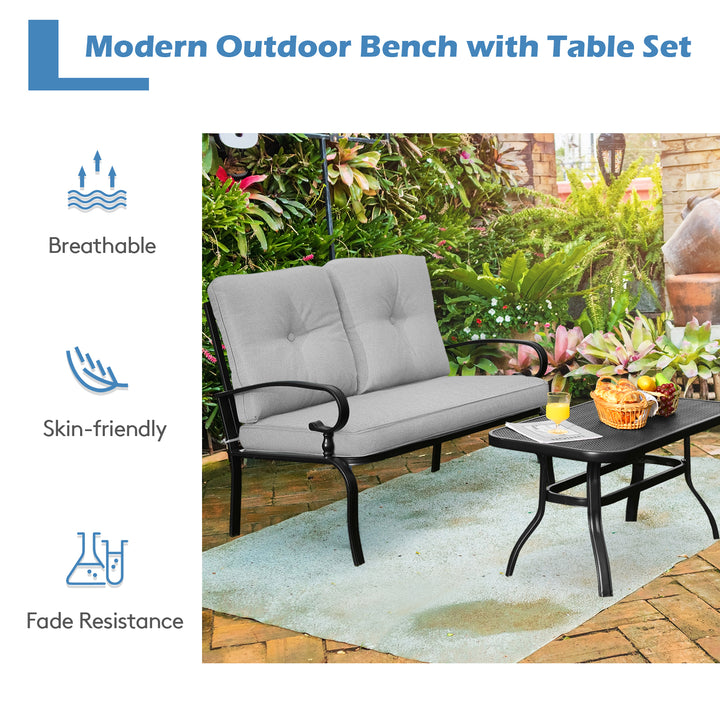 Garden Furniture Set with Coffee Table- Grey