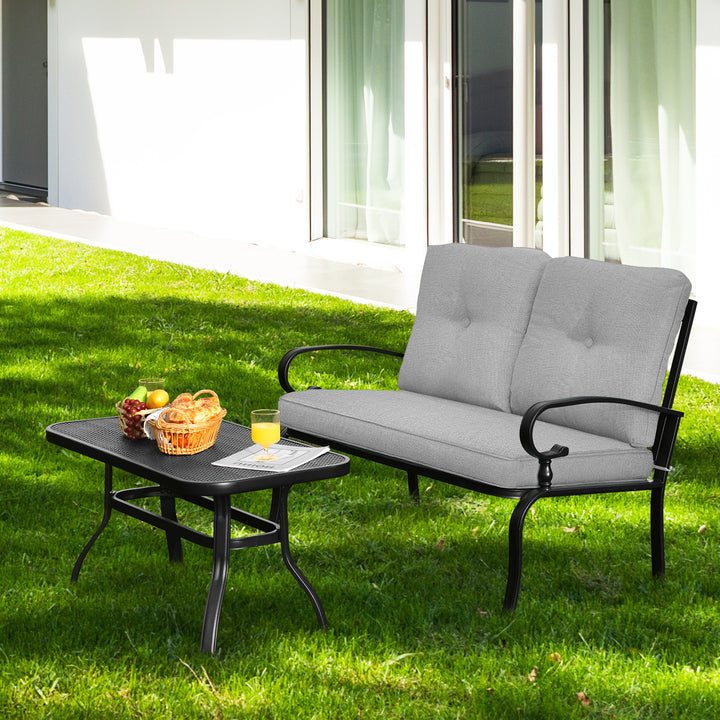 Garden Furniture Set with Coffee Table- Grey