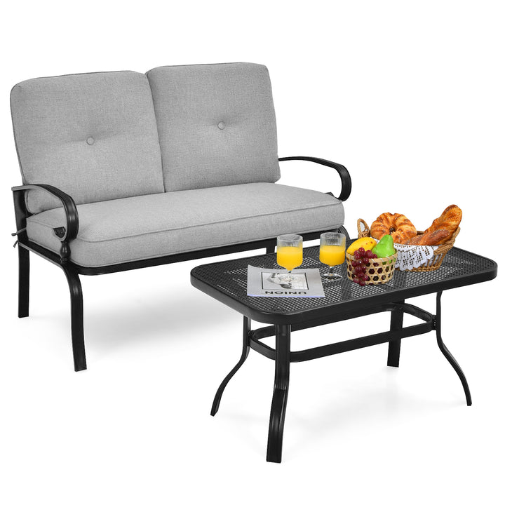 Garden Furniture Set with Coffee Table- Grey