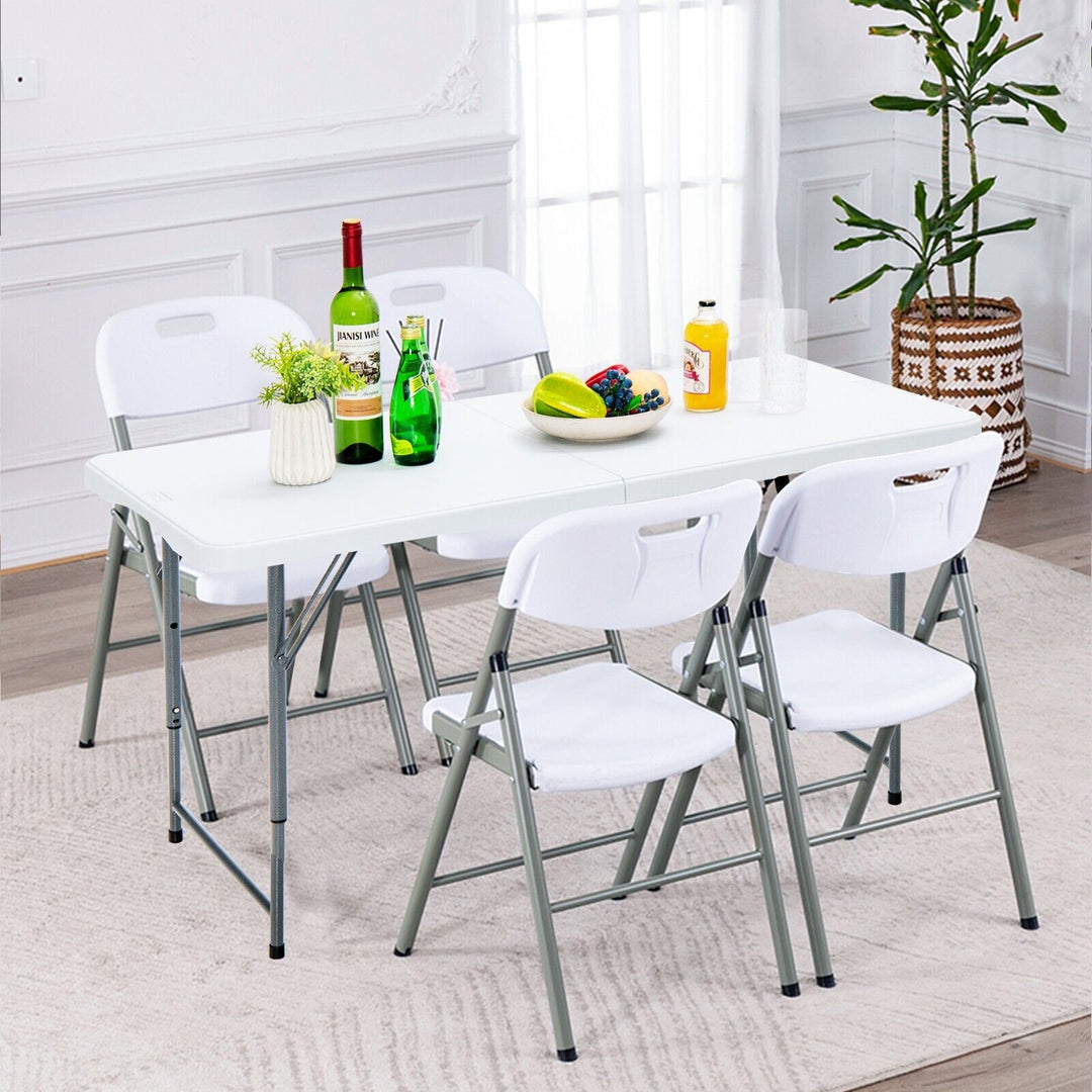Portable Bi-fold Picnic Table with 3-Level Height Adjustment