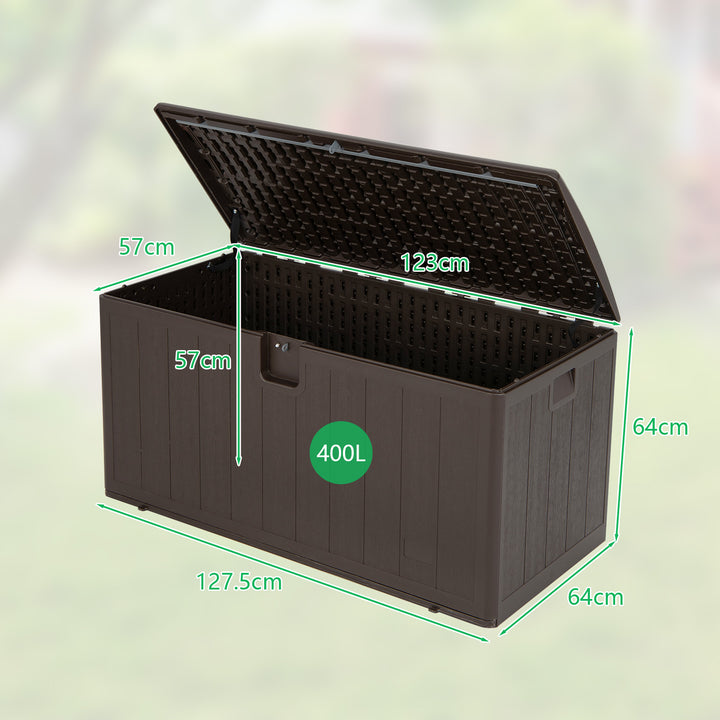 400L Outdoor Storage Deck Box wIth Lockable Cover