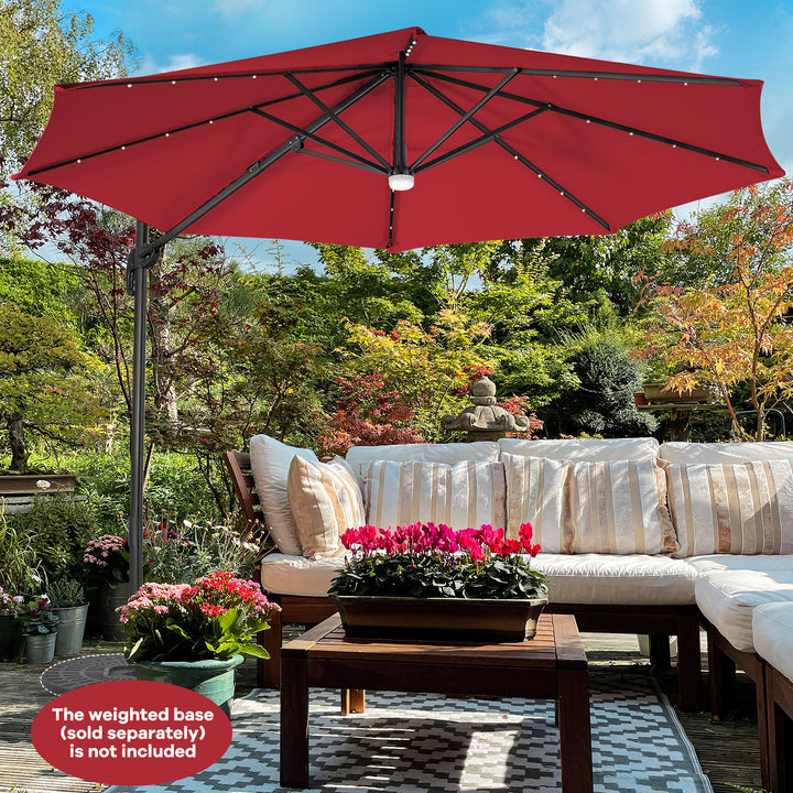 Cantilever Solar Umbrella Tilt 360° for Outdoor-Wine