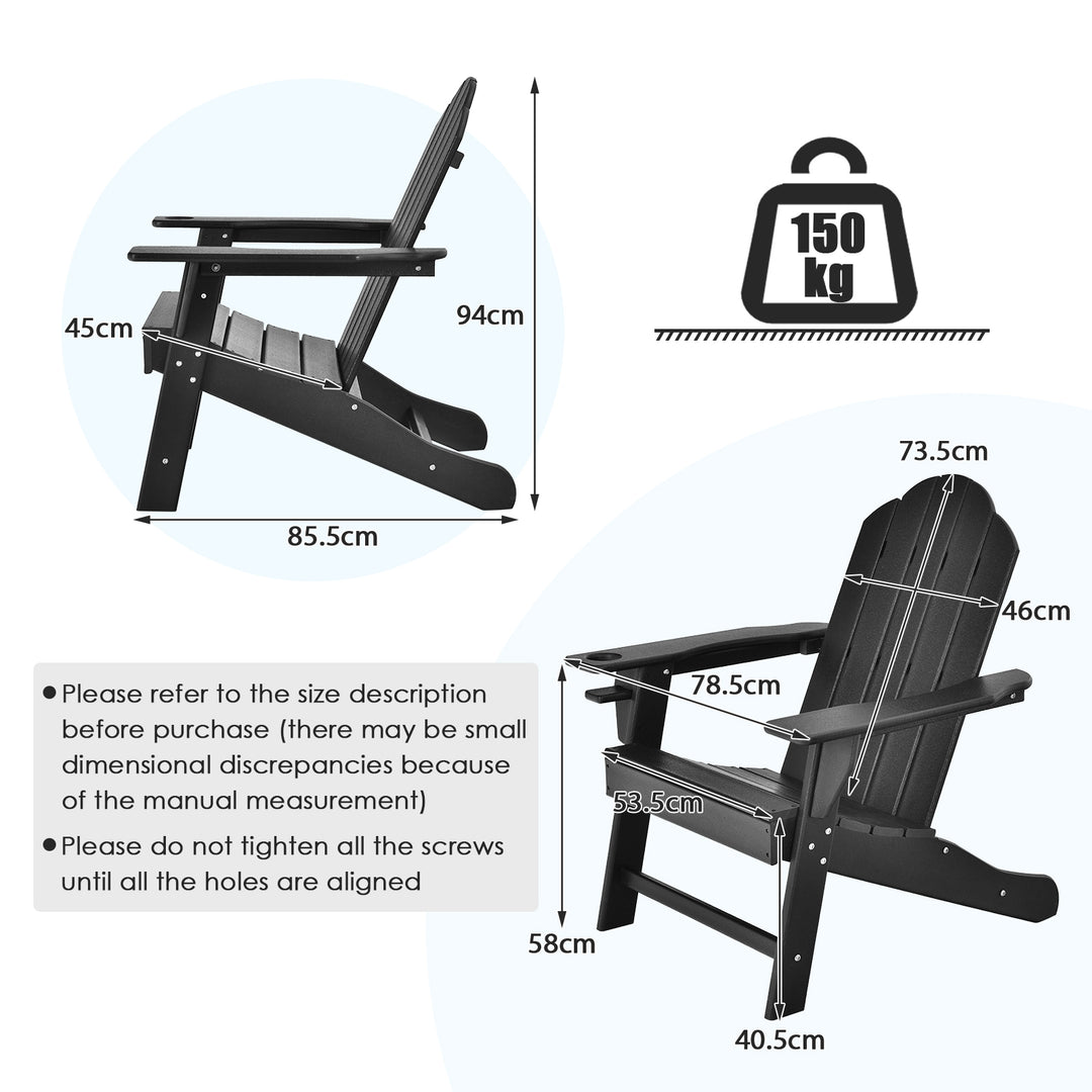 Ergonomic Outdoor Patio Sun Lounger with Built-in Cup Holder-Black