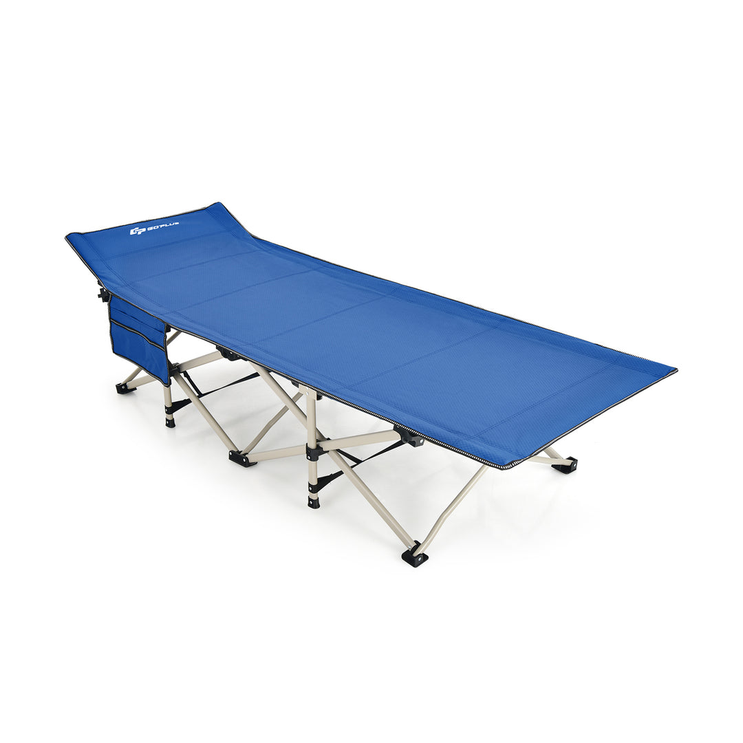 Oversized Folding Camping Bed w/ Carry Bag fireplace-Blue