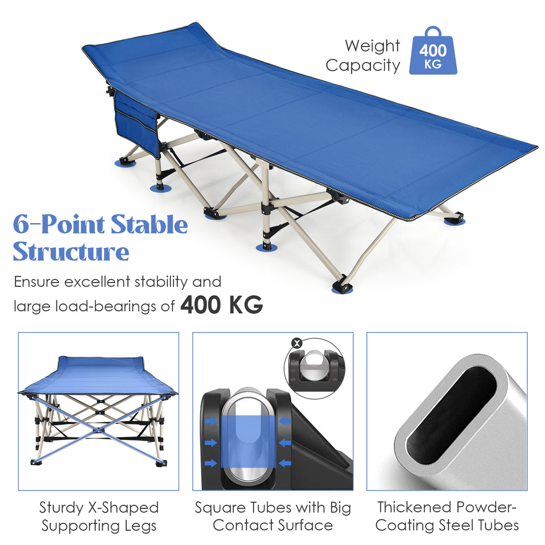 Oversized Folding Camping Bed w/ Carry Bag fireplace-Blue