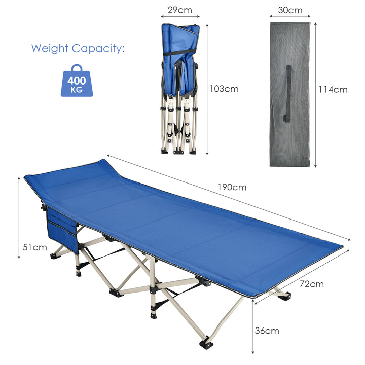 Oversized Folding Camping Bed w/ Carry Bag fireplace-Blue