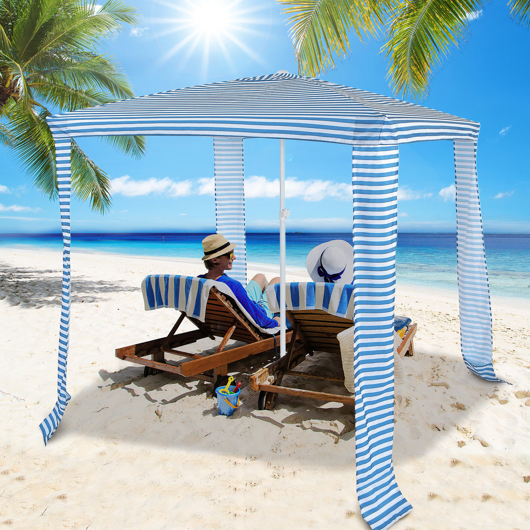 Feet Foldable and Easy-Setup Beach Canopy-Blue