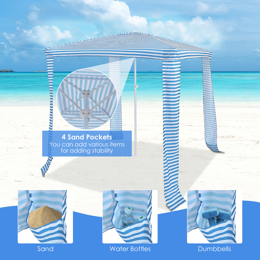 Feet Foldable and Easy-Setup Beach Canopy-Blue