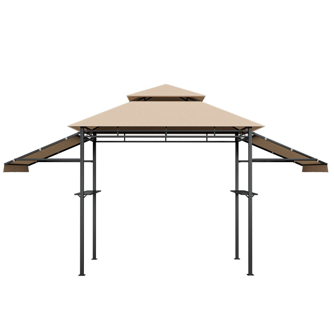 Outdoor Grill Gazebo with Dual Side Awnings-Brown