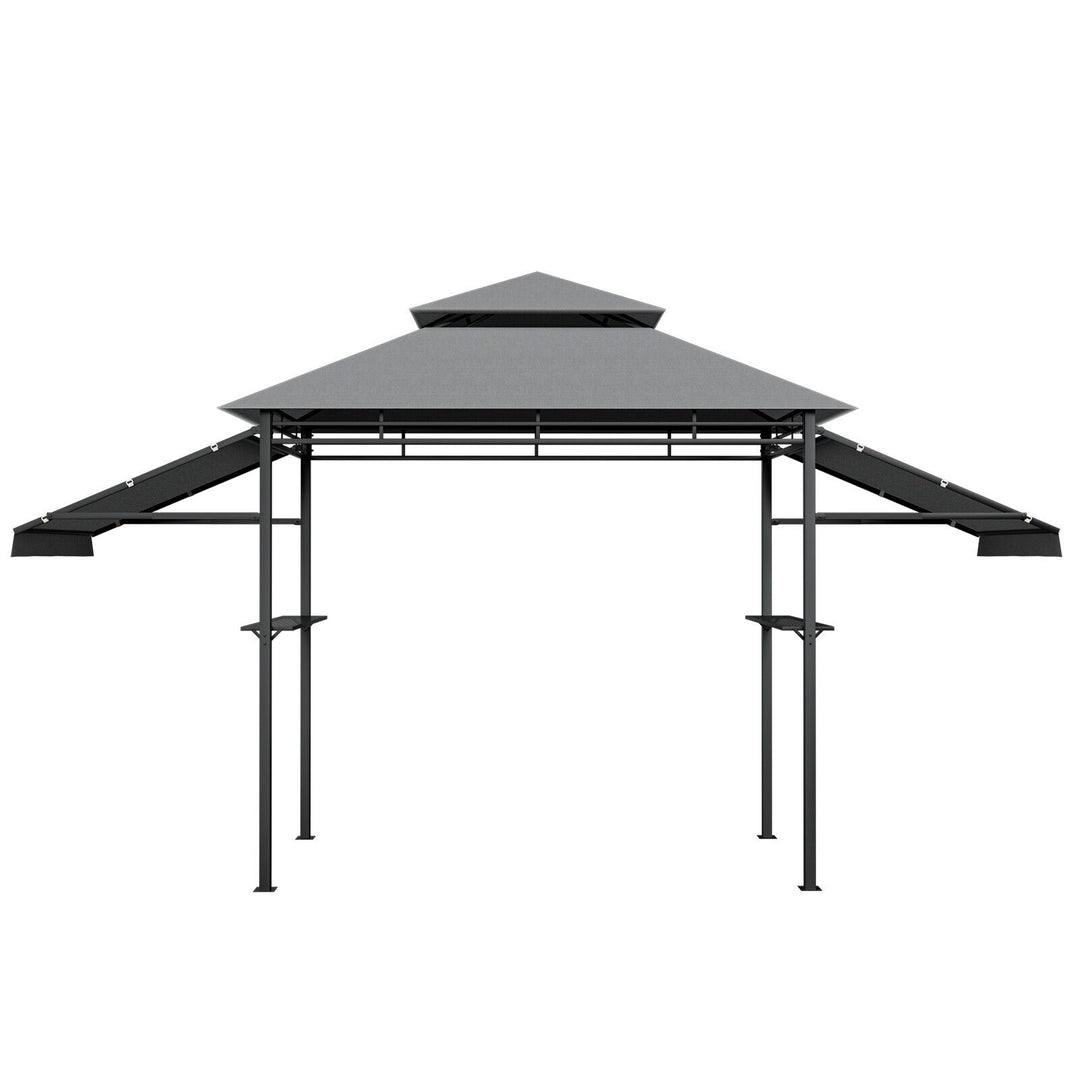 Outdoor Grill Gazebo with Dual Side Awnings-Grey