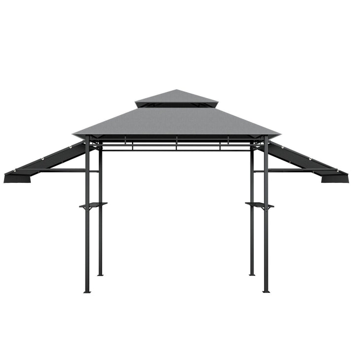 Outdoor Grill Gazebo with Dual Side Awnings-Grey