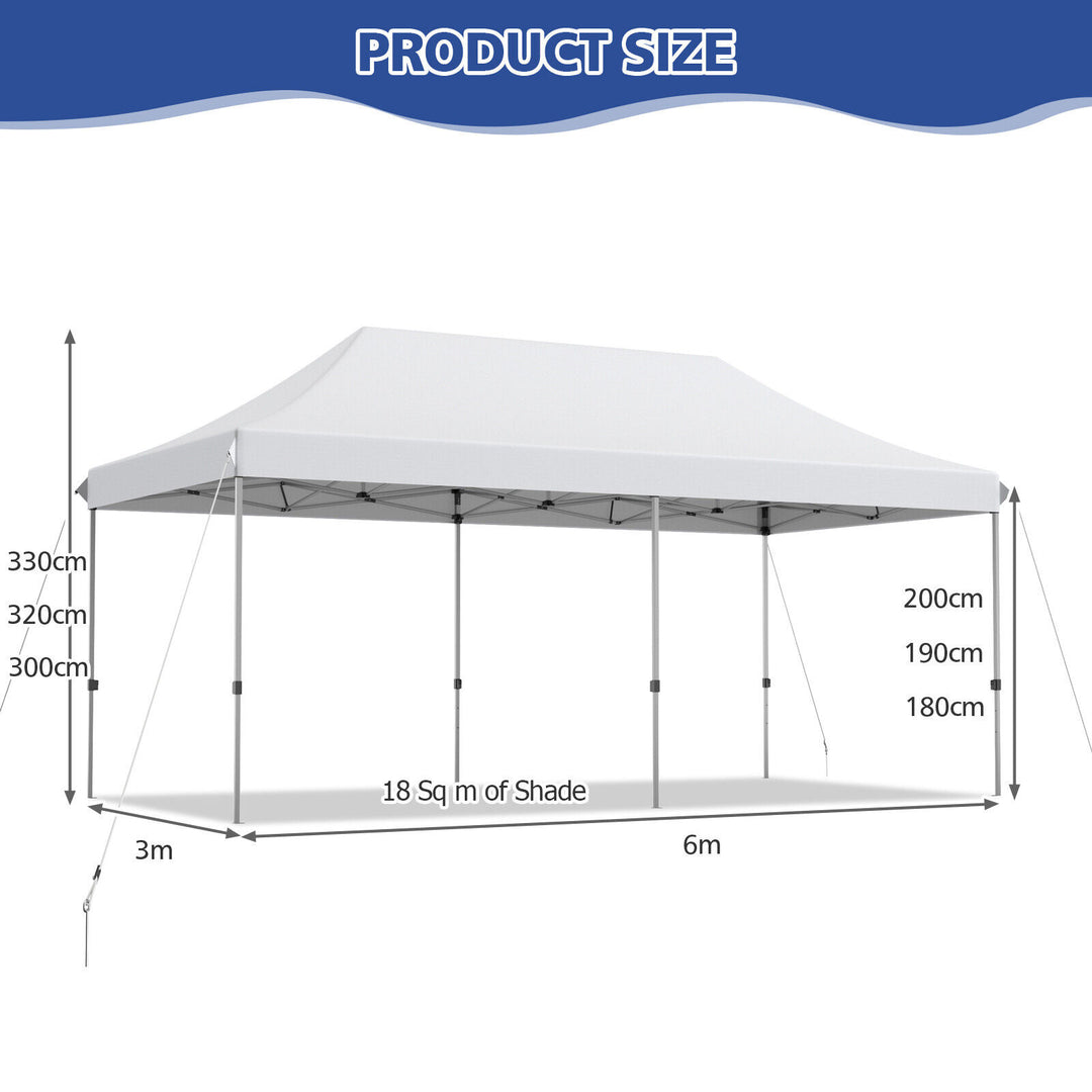 Pop Up Gazebo with 3 Height Positions- White