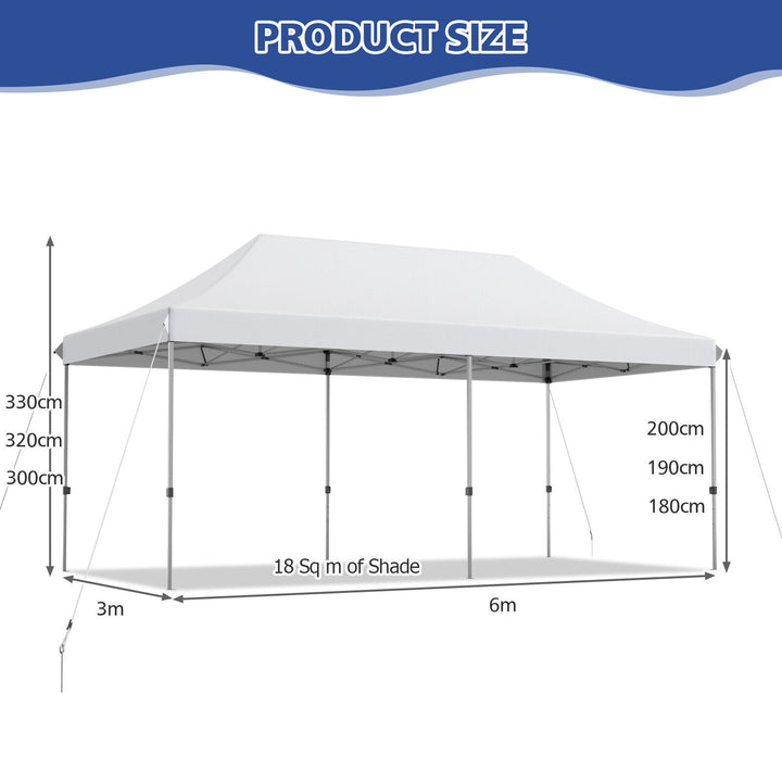 Pop Up Gazebo with 3 Height Positions- White