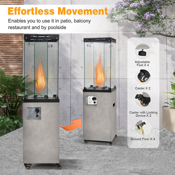 Outdoor Heater with Lockable Wheels-Grey