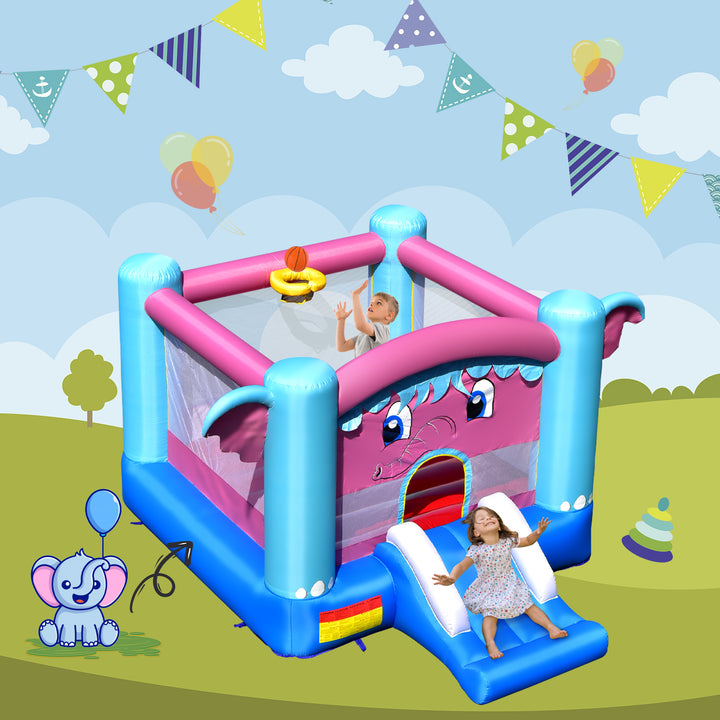 Inflatable Kids Bounce House with Slides and Basketball Rim