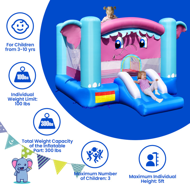 Inflatable Kids Bounce House with Slides and Basketball Rim