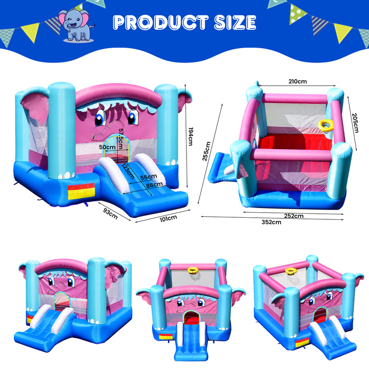 Inflatable Kids Bounce House with Slides and Basketball Rim