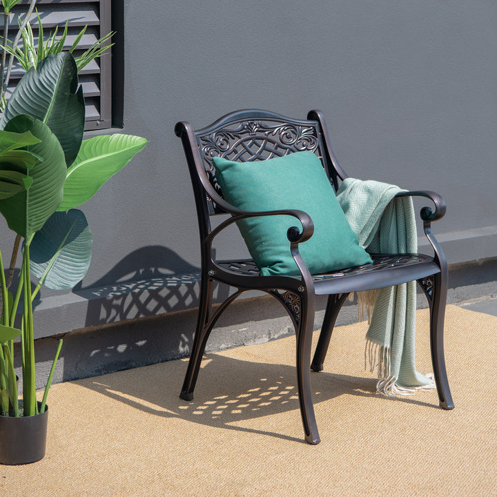 All-Weather Patio Dining Chairs with Armrests and Curved Seats-Wine