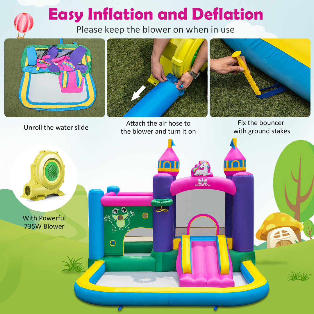 Inflatable Bounce House with Slide and 680W Blower