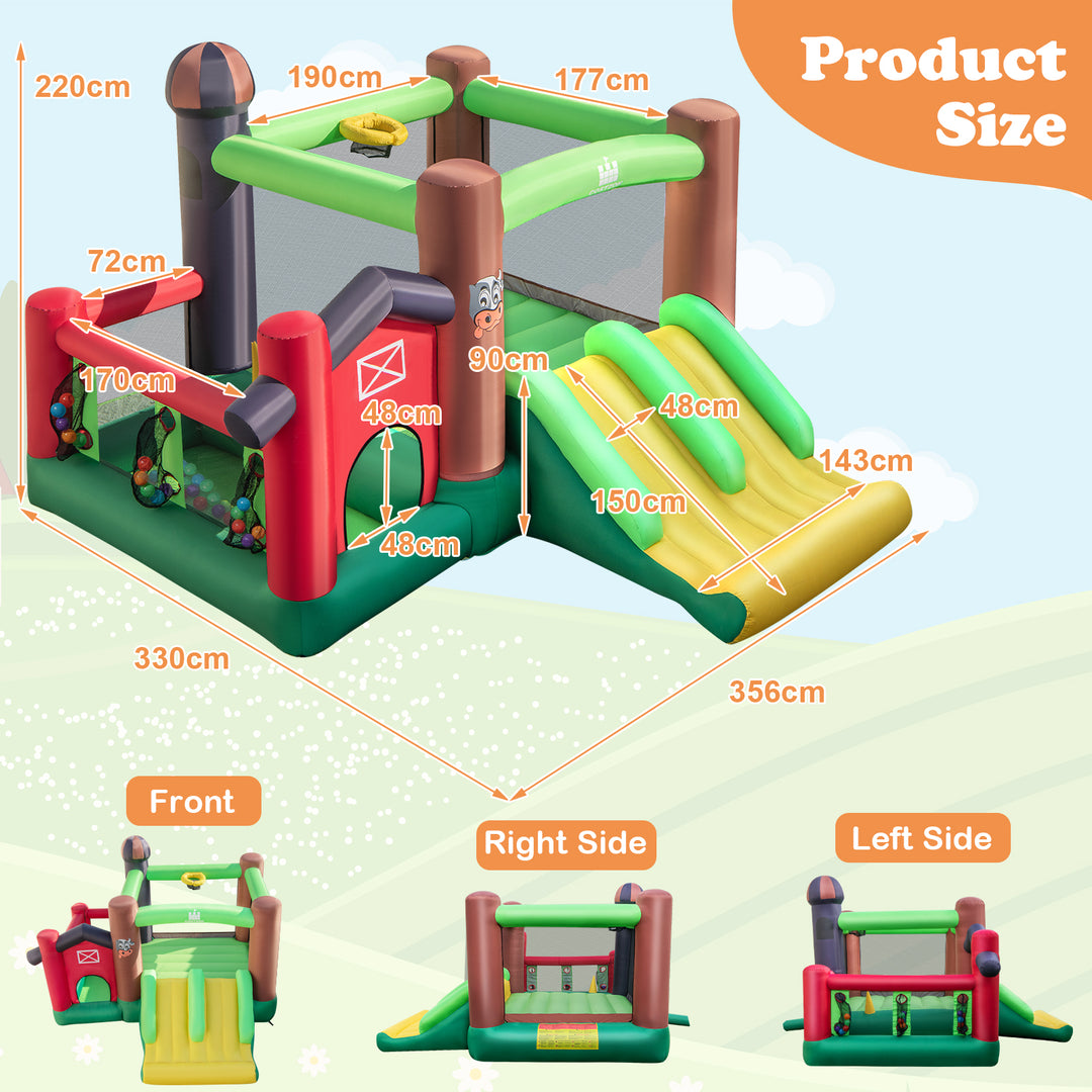 6-in-1 Inflatable Bounce House with Double Slides and 680W Blower