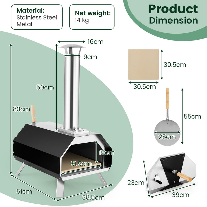 Portable Pizza Maker with Foldable Legs and Built in Thermometer