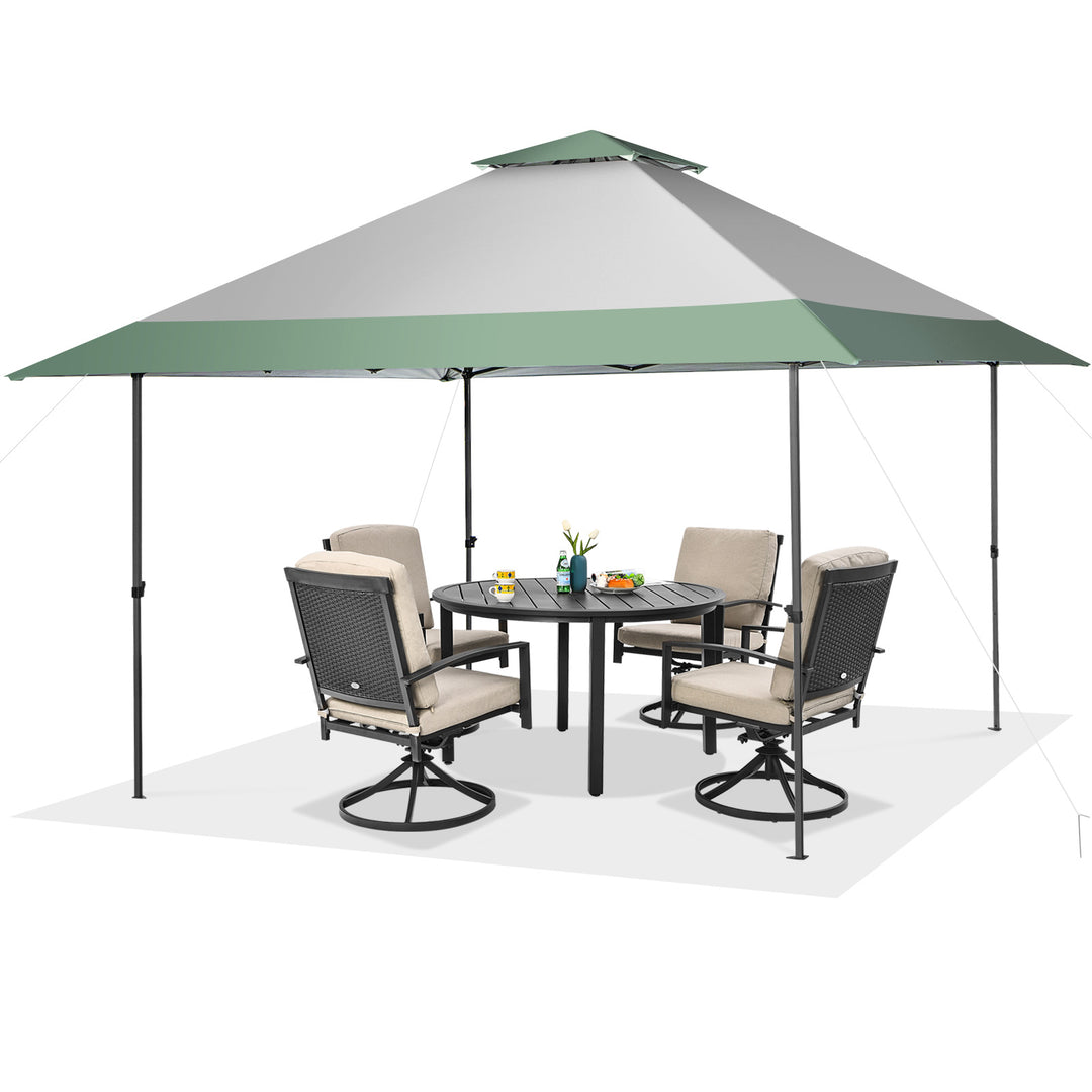 Pop Up Gazebo w/ 4 Reinforced Ribs and Widen Eaves-Green