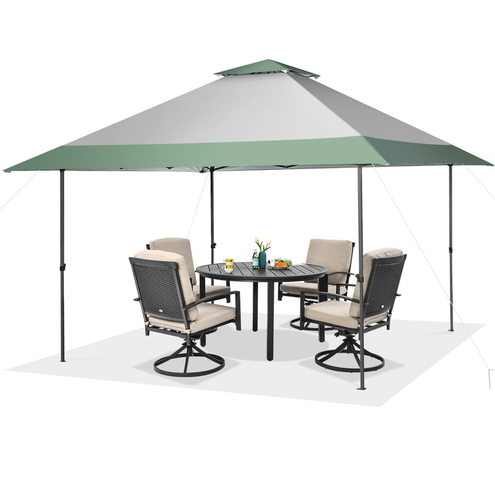 Pop Up Gazebo w/ 4 Reinforced Ribs and Widen Eaves-Green