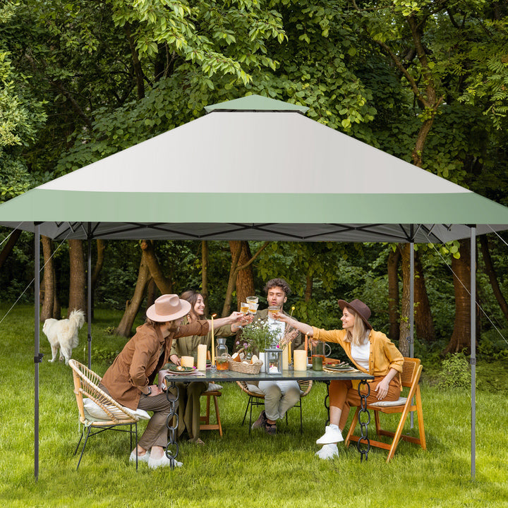 Pop Up Gazebo w/ 4 Reinforced Ribs and Widen Eaves-Green