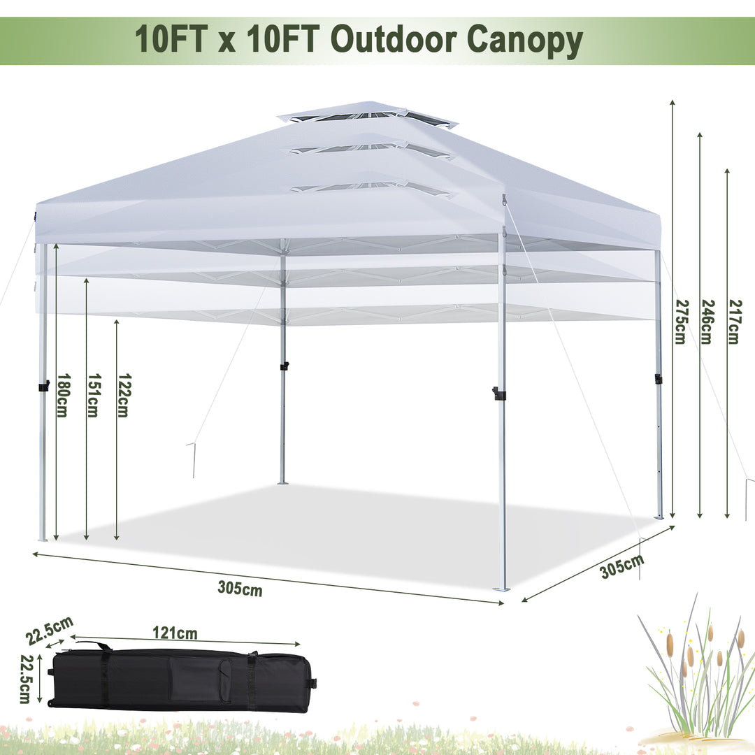 Pop Up Gazebo with Adjustable Height-White