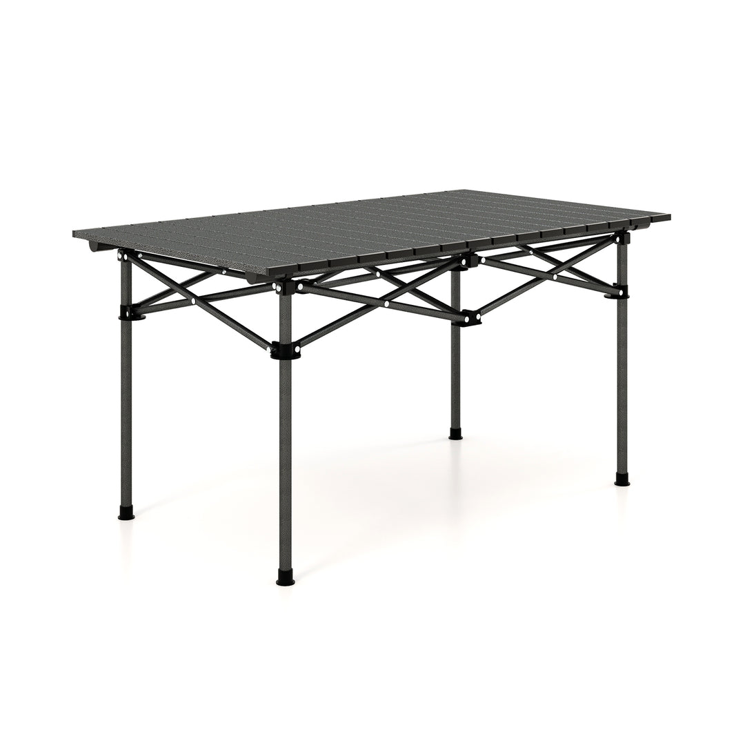 Aluminum Camping Table for 4-6 People-Black